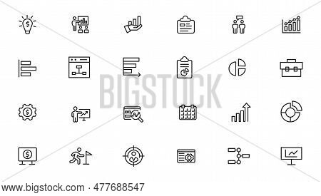 Vector Business And Finance Editable Stroke Line Icon Set With Money, Bank, Check, Law, Auction, Exc