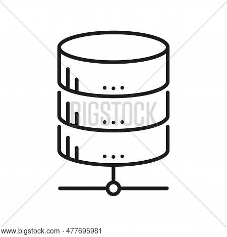 Online Database, Cloud Storage Server Line Icon. Hosting Service, Network Technology Platform Or Web