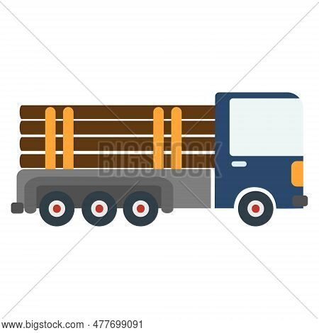 Cartoon Logging Truck. Vector Illustration On A White Background.