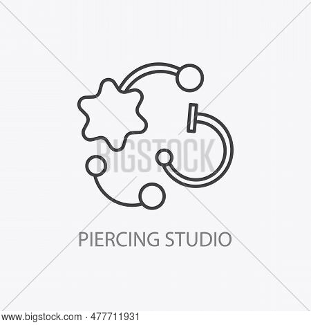 Piercing Studio Logo. Minimal Jewelry Pierce Icon