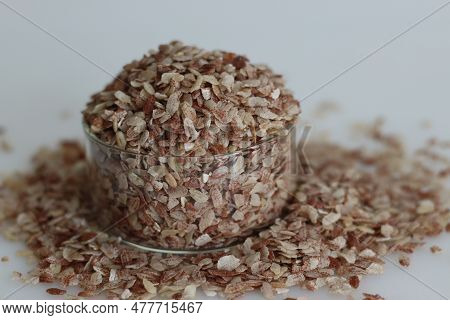 Rajamudi Rice Flakes In A Bowl. Flakes Made Out Of Rajamudi Rice,