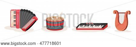 Musical Instrument For Orchestra And Acoustic Concert Vector Set