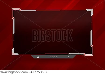 Twitch Stream Panel Overlay Template. Digital Streaming Screen Interface. Live Video And Game Stream