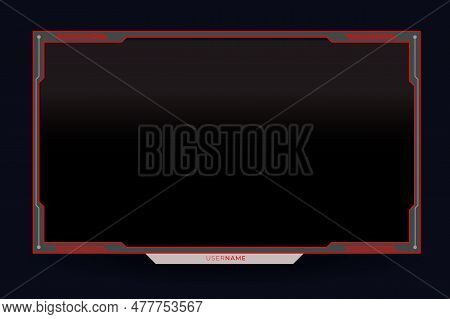 Twitch Stream Panel Overlay Template. Digital Streaming Screen Interface. Live Video And Game Stream