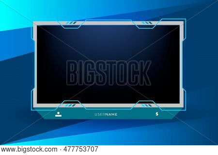Twitch Stream Panel Overlay Template. Digital Streaming Screen Interface. Live Video And Game Stream