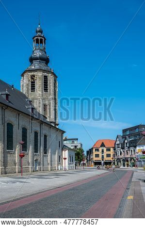 Zele, East Flemish Region, Belgium - June 4, 2023 - Main Square And Road Of The Village With The Sai