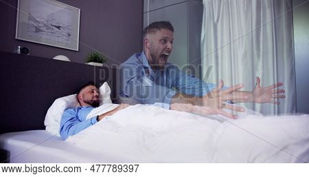 Man With Sleep Paralysis And Sleepwalking At Night