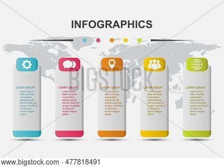 Infographic Design Template Gradient Regtangle Banners With Shadow, Stock Vector