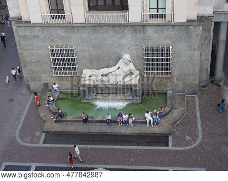Aerial View Of Piazza Cln Square In Turin