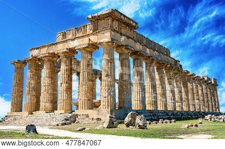The Temple Of Hera At Selinunte, An Ancient Greek City On The South-western Coast Of Sicily In Italy
