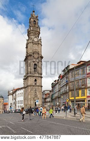 Porto, Portugal - June 03 2018: The Clérigos Church (portuguese: Igreja Dos Clérigos) Is A Baroque C
