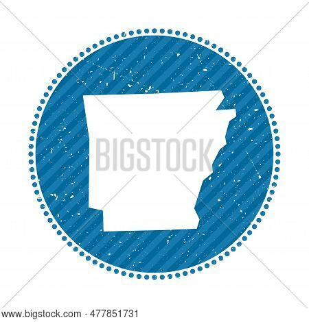 Arkansas Striped Retro Travel Sticker. Badge With Map Of Us State, Vector Illustration. Can Be Used