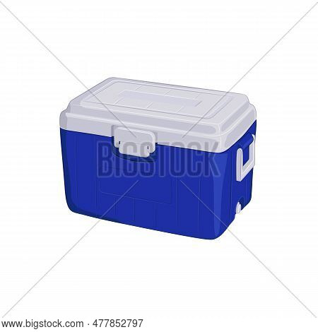Vector Illustration Of Portable Beer Cooler. Travel Mini-refrigerator For Drinks In Vector. Illustra