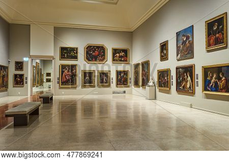Modena, Italy - March 5, 2019: Palazzo Dei Musei (museum Palaces), The Paintings Of The Estense Gall