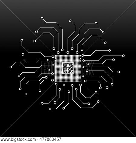 Cpu. Microprocessor. Microchip. Circuit Board. Technology Symbol