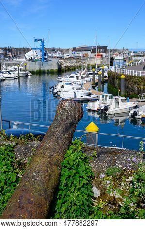 Vacation On Green Coast Of Asturias, Views Of Llanes Touristic City With Old Harbour, North Of Spain