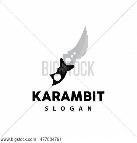 Kerambit Logo, Indonesia Fighting Weapon Vector, Ninja Fighting Tool Simple Design, Template Illustr