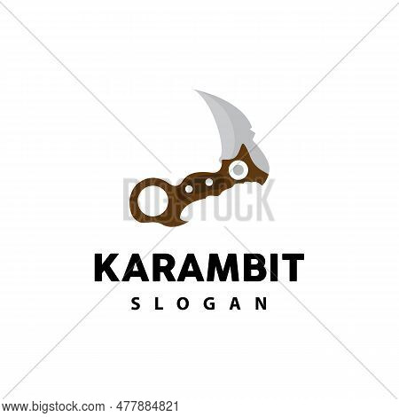 Kerambit Logo, Indonesia Fighting Weapon Vector, Ninja Fighting Tool Simple Design, Template Illustr