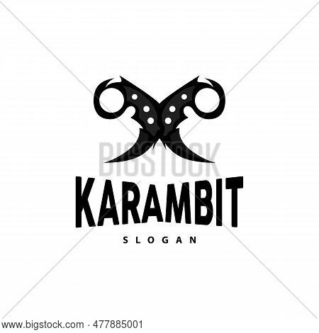 Kerambit Logo, Indonesia Fighting Weapon Vector, Ninja Fighting Tool Simple Design, Template Illustr