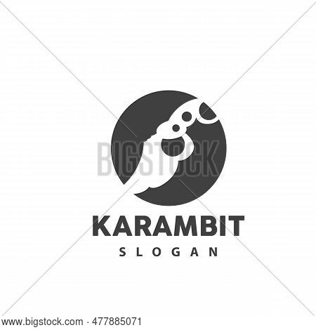 Kerambit Logo, Indonesia Fighting Weapon Vector, Ninja Fighting Tool Simple Design, Template Illustr