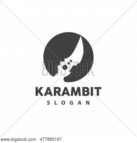 Kerambit Logo, Indonesia Fighting Weapon Vector, Ninja Fighting Tool Simple Design, Template Illustr