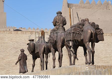Khiva, Uzbekistan - September 05, 2022: Sculptural Composition 