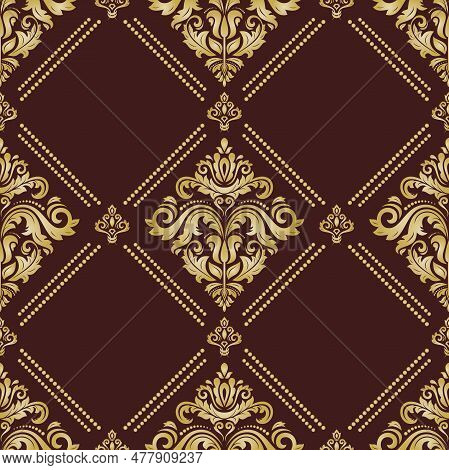 Orient Vector Classic Pattern. Seamless Abstract Background With Vintage Elements. Orient Brown And 