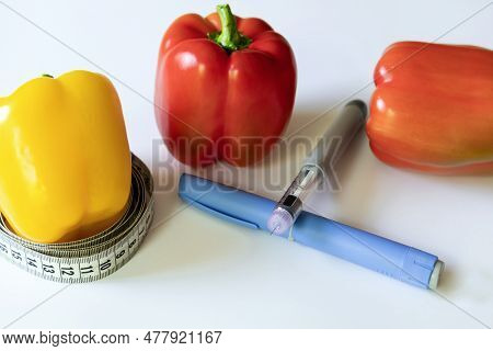 Insulin Injection Pen Or Insulin Cartridge Pen For Diabetics. Medical Equipment For Diabetes Parient