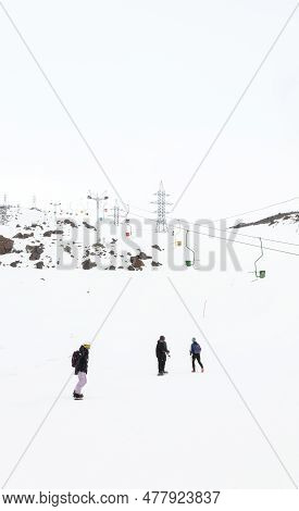 Mt Elbrus, Kabardino-balkarian Republic, Russia: April 27, 2023 - View On The Caucasus Mountains. Ta