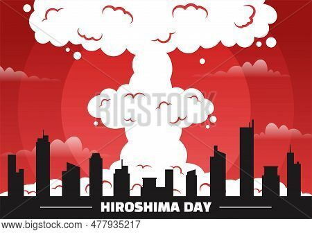 Hiroshima Day Vector Illustration On 6 August With Peace Dove Bird And Nuclear Explosion Background