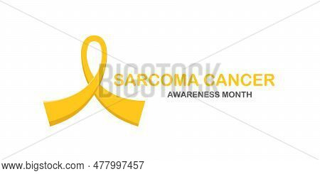 Sarcoma Cancer Awareness Month Concept Horizontal Banner Design Template With Yellow Ribbon And Text
