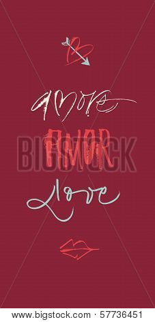 Hand-written Amore Love Amor