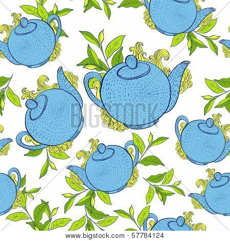 seamless pattern with teapots.