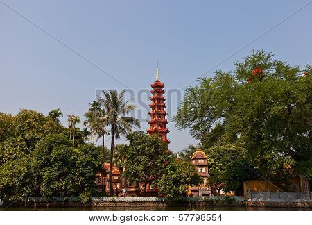 Tran Quoc Pagoda (1639). West Lake, Hanoi, Vietnam