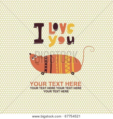 Greeting card cute mouse