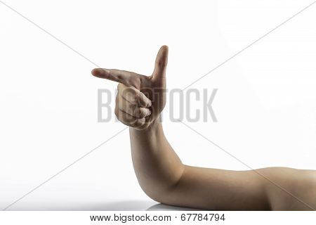 Young Hands Makes Gun Sign