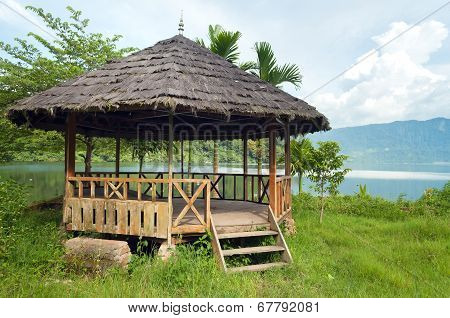 Wooden Paviluon On The Lake Maninjau