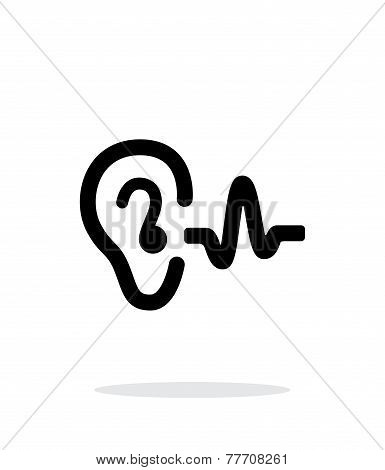 Ear hearing sound icon on white background.