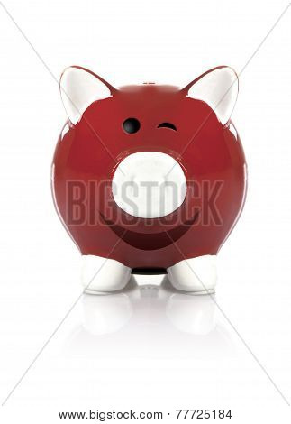Red Piggy Bank Winking
