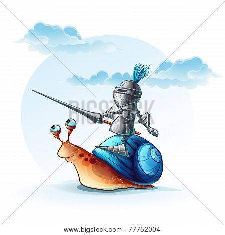 Illustration funny knight on the cochlea
