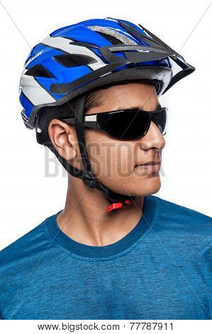 Man In Bike Helmet.