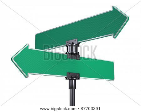 blank road signs arrows isolated on white