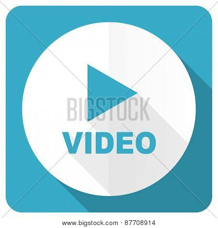 video blue flat icon  