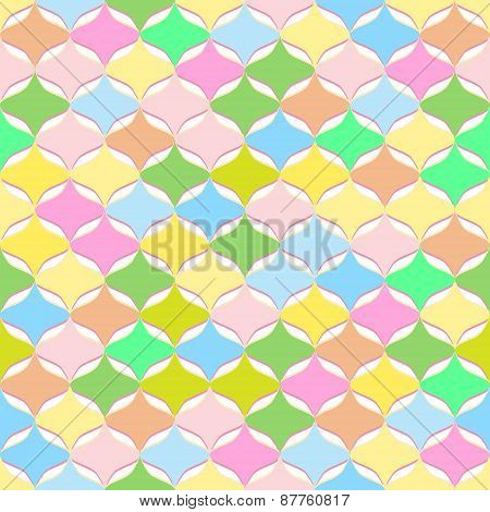 Vector Seamless Abstract Geometric Pattern With Chaotic Pastel Warm Colors