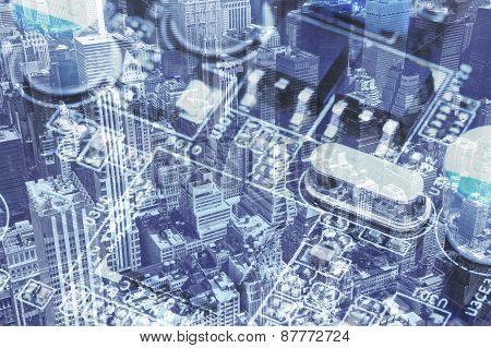New York City And The Computer Motherboard Collage