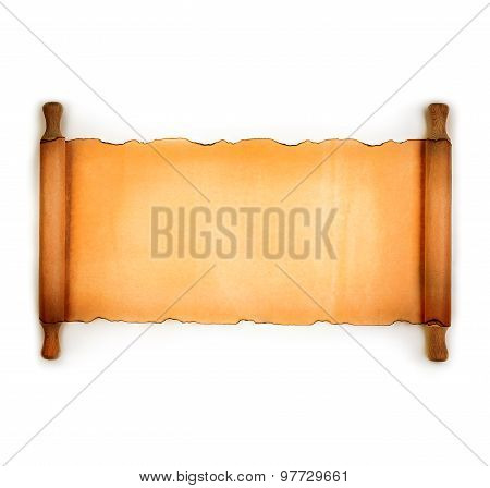 Vintage Blank Paper Scroll Isolated On White Background