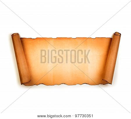 Vintage Blank Paper Scroll Isolated On White Background