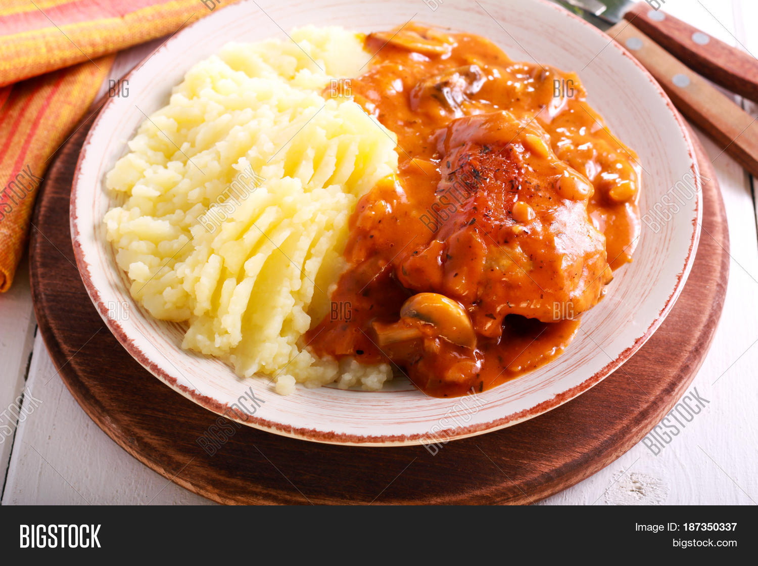 Chicken Stew Gravy Mashed Potatoes Image & Photo Bigstock