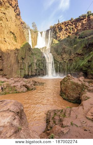 Ouzoud Waterfalls in the Grand Atlas village of Tanaghmeilt province of Azilal Morocco.