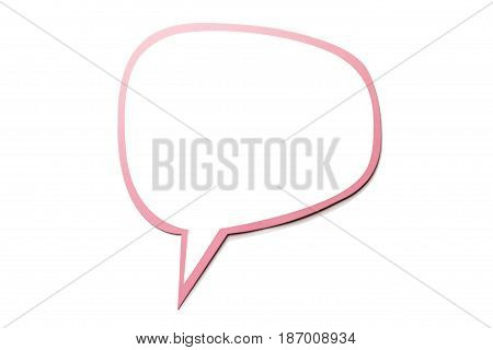 Colorful speech bubble as a cloud with pink border isolated on empty white background. Copy space
